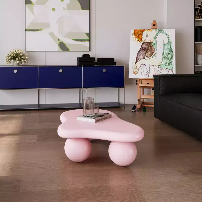 Rosa wolkenförmiger Couchtisch mit Kugelbeinen, für 1 Person