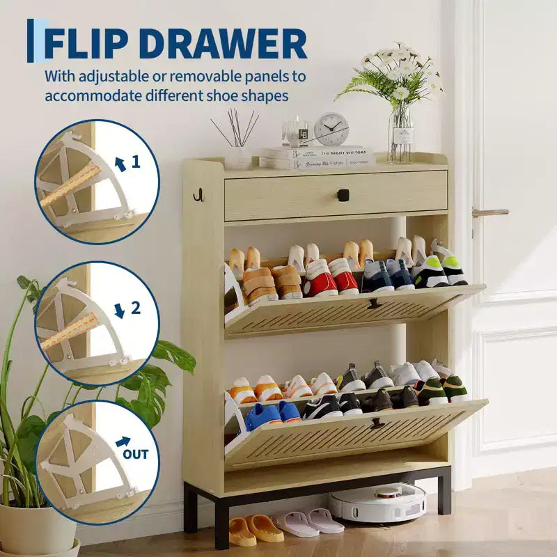 Moderner Schuhschrank aus Holz, verstellbarer Regalboden, freistehendes modernes Design, für Flur, Wohnzimmer