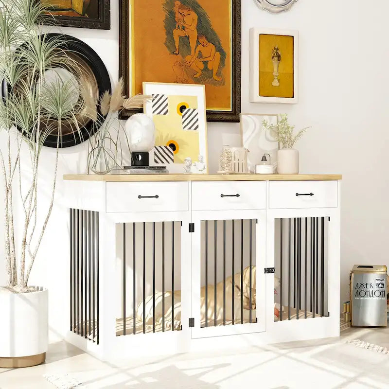 Moderne Hundebox für große Hunde mit Staufächern – elegantes Espresso-Finish