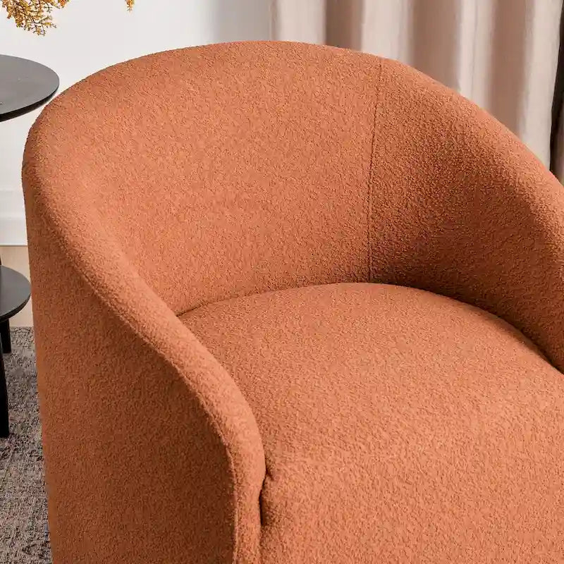 KINWELL 32 W Bouclé-gepolsterter drehbarer Fasssessel (2er-Set)