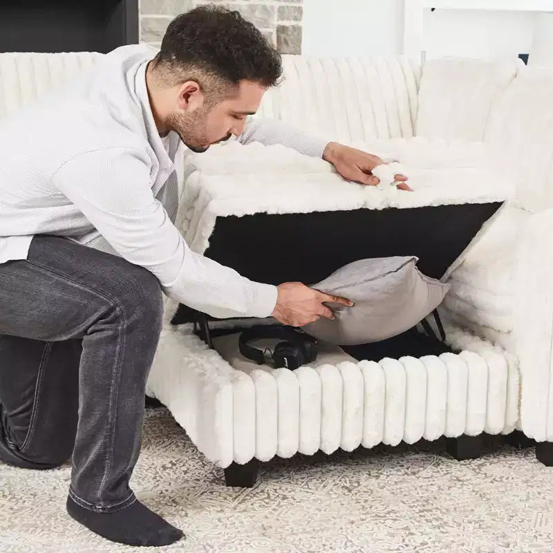 Belffin Cord-Ottomane mit Stauraum für modulares Ecksofa