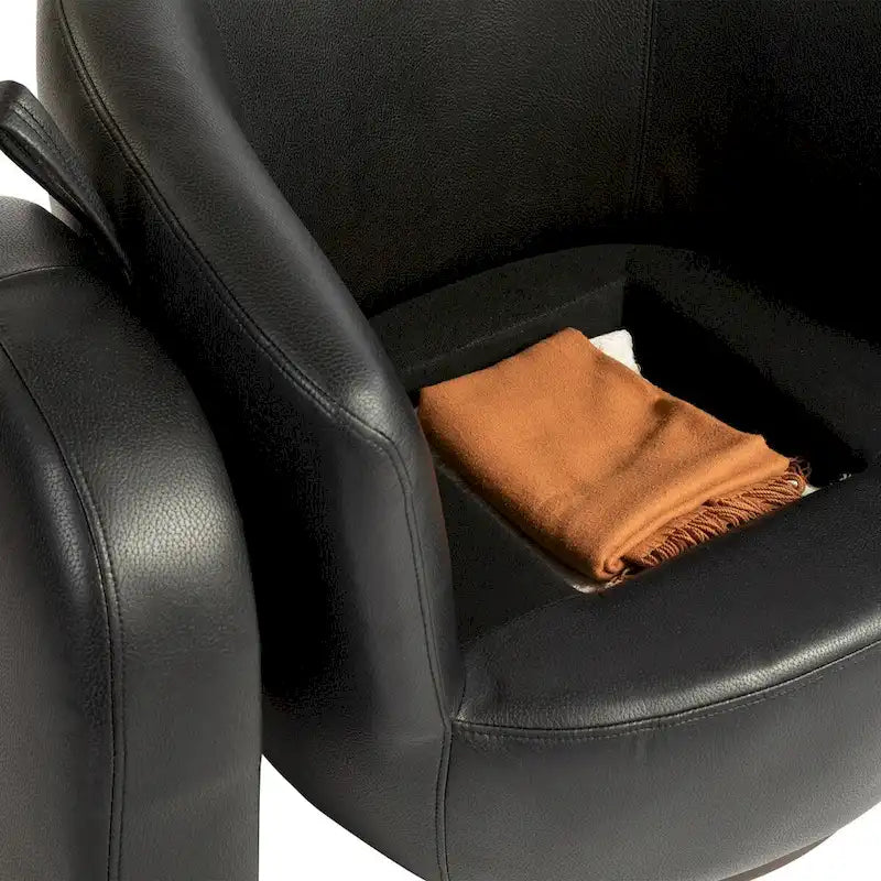 Gepolsterter Drehsessel in Fassform mit Stauraum, moderner Wohnzimmer-Beistellstuhl für Schlafzimmer, Büro, Leseecken - PU
