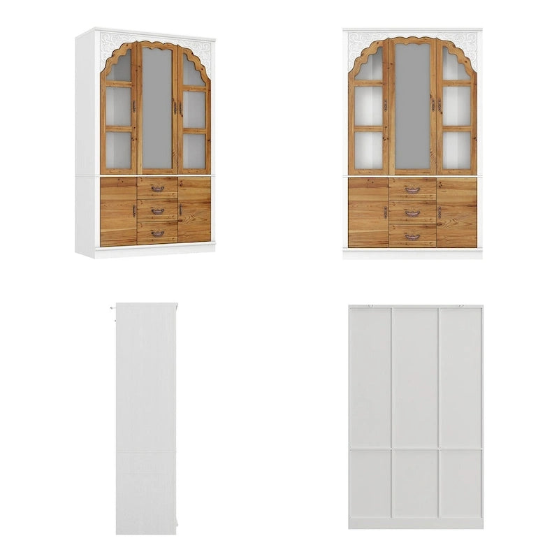 Vintage-inspiriertes zweiteiliges Kleiderschrank-Set mit Metallakzenten