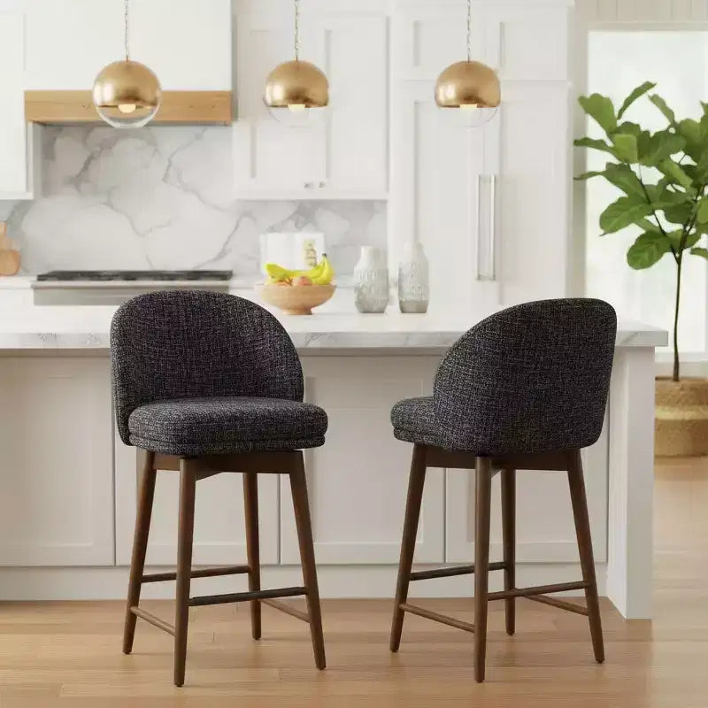 2er-Set moderne drehbare Tresenhocker mit gepolsterter Sitzfläche, 360° rotierbare Stühle für Kücheninsel oder Hausbar mit Massivholzbeinen - Panipeachy