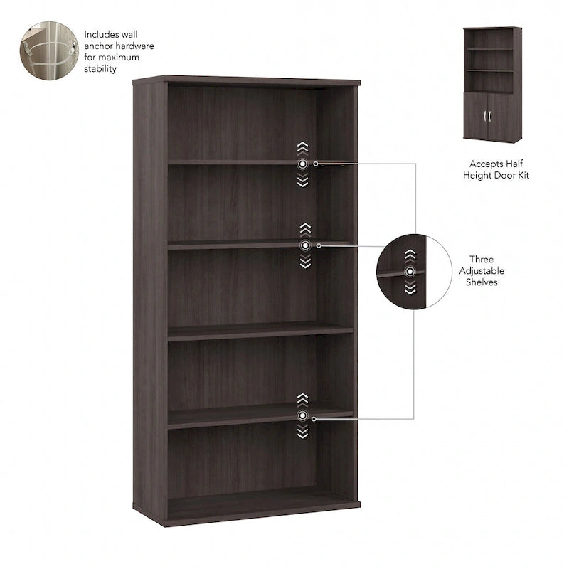 Hohes 5-stufiges Bücherregal mit Türen
