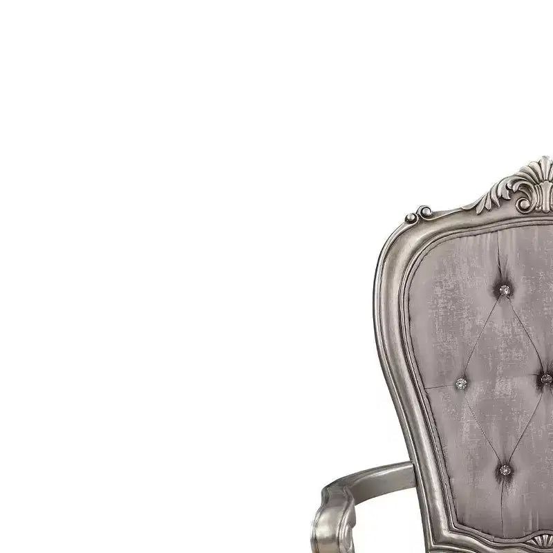 23.25 Ariadne Esszimmerstuhl aus Samt mit antik-platinfarbener Oberfläche – Acme Furniture