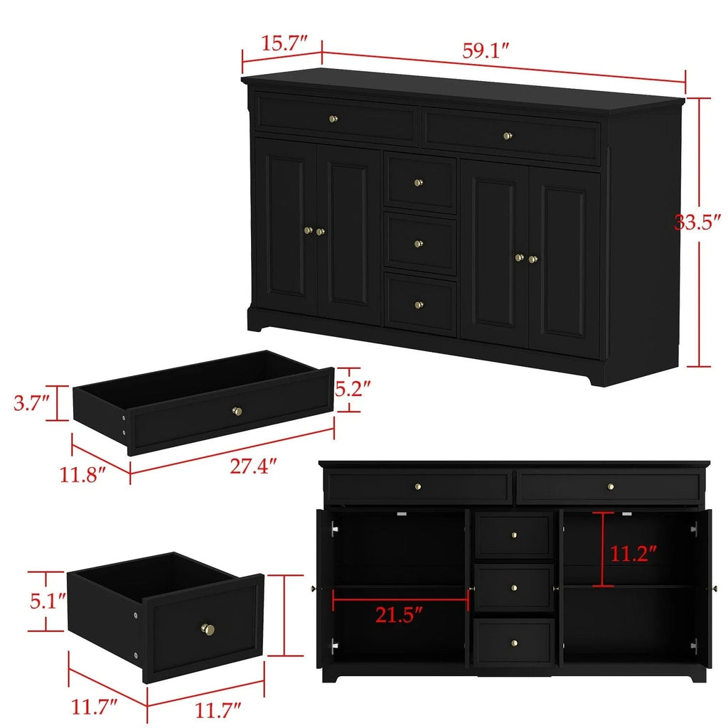 59,1 Sideboard Buffet Weiß Mid-Century Modern Contemporary Lackiert