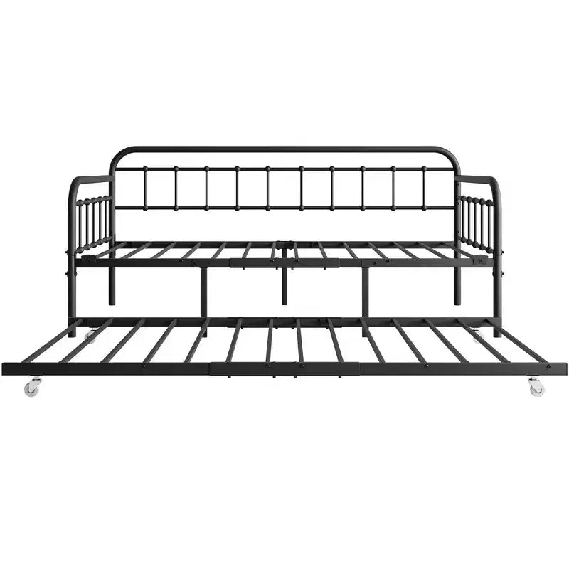 MAYEERTY Metall-Tagesbettgestell in Twin-Size mit Bettkasten, robuste Sofa-Bett-Plattform, kein Boxspringbett erforderlich, Schwarz
