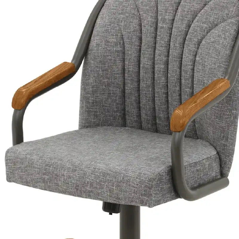 Chromcraft Douglas Esszimmerstühle mit Rollen in Kastanienbraun, graues Finish (2er-Set)