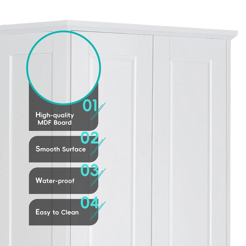 Badezimmerschrank mit zwei Türen, verstellbarem Regal und MDF-Platte