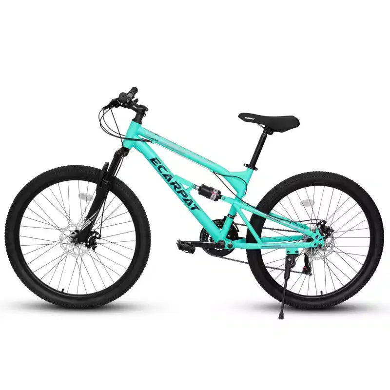 Okak Mountainbike 26 Zoll mit Stoßdämpfern vorne und hinten, 21-Gang-Erwachsenenfahrrad mit Stahlrahmen, Herrenfahrrad für Jugendliche und Erwachsene, Blau
