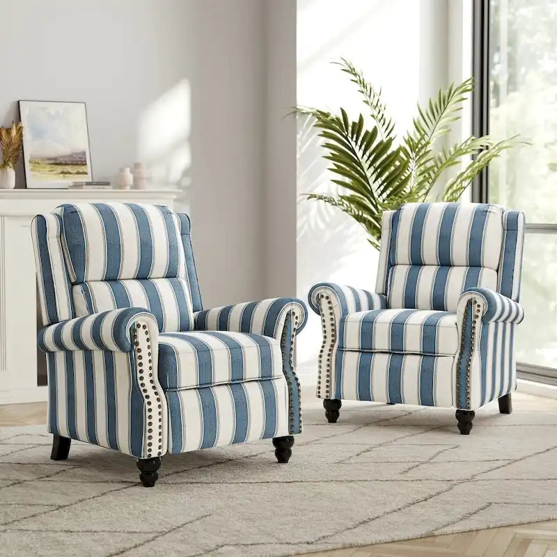 2er-Set moderner Polster-Relaxsessel mit Kunstleder/Stoffbezug