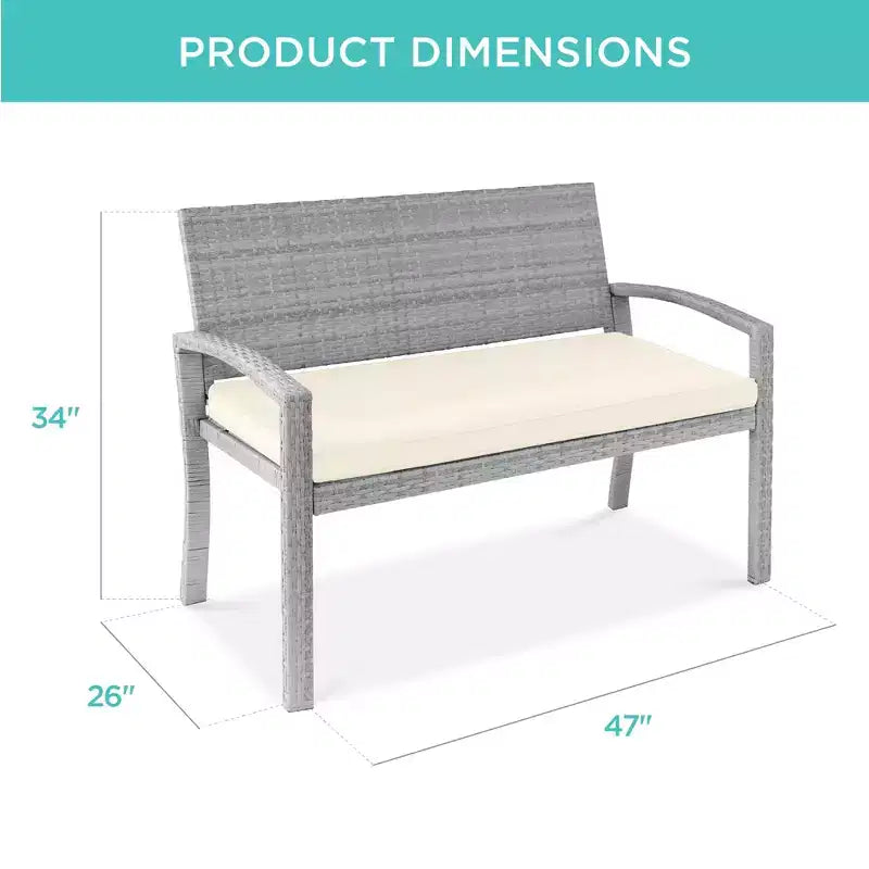 Best Choice Products 2-Sitzer-Outdoor-Korbsitzbank für Garten, Terrasse und Veranda mit 700-lb-Tragkraft und Polster