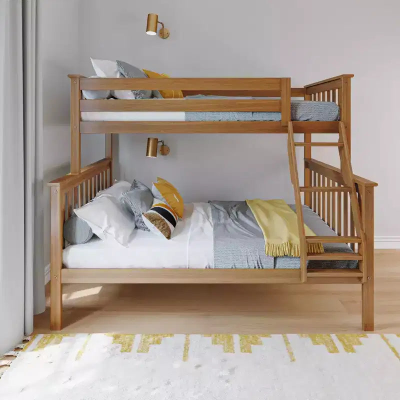 Max & Lily Etagenbett, oben Einzelbett, unten Doppelbett, Massivholz-Etagenbett mit Leiter für Kinder