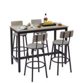 5-teiliges Esszimmertisch-Set, Bartisch-Set mit 4 gepolsterten Hockern, Holzlehne und ringförmiger Fußstütze, für Wohnzimmer, Arbeitszimmer und Esszimmer