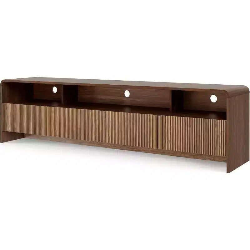AMERLIFE 70" Modernes TV-Lowboard mit geriffeltem Design & Staufächern, für Fernseher bis 80", Holz-Mediakonsole für das Wohnzimmer