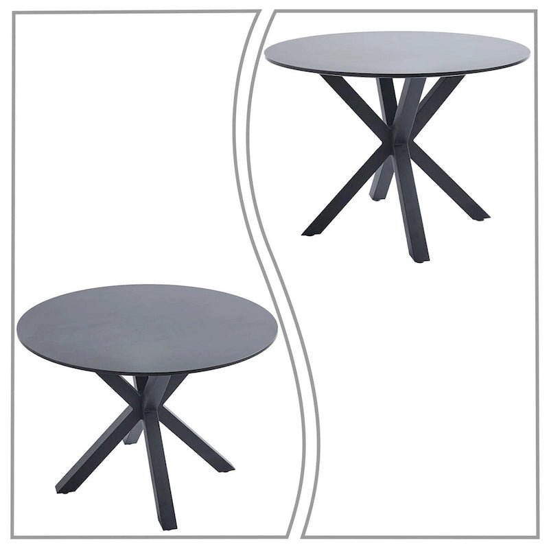 Moderner, runder Esstisch mit minimalistischem Design, MDF-Platte und Metallbeinen