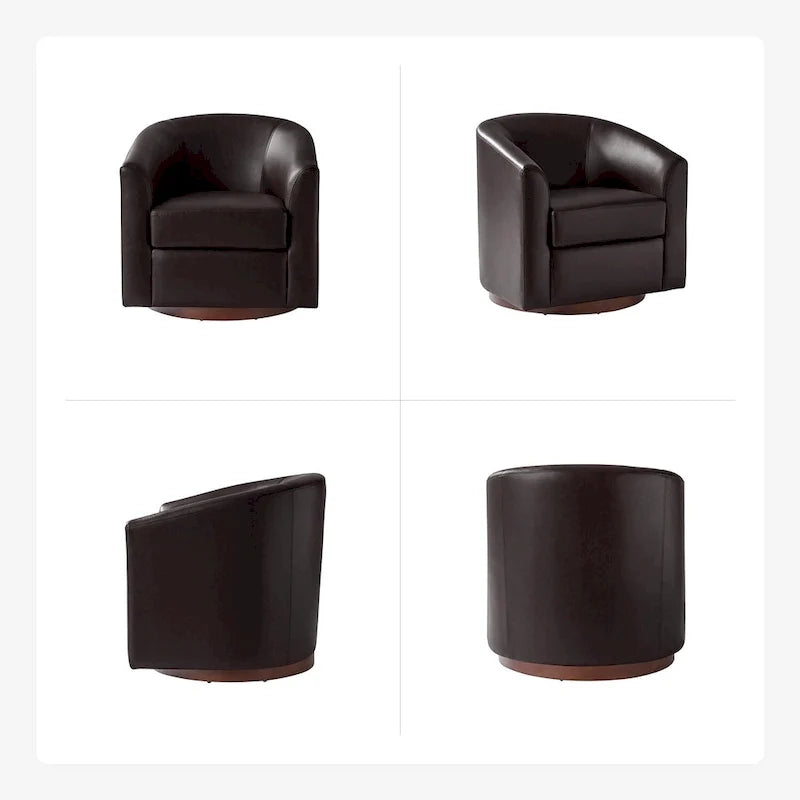 Haley Moderne drehbare Fässerstuhl-Set aus Kunstleder mit Massivholzfuß, 2er-Set von HULALA HOME