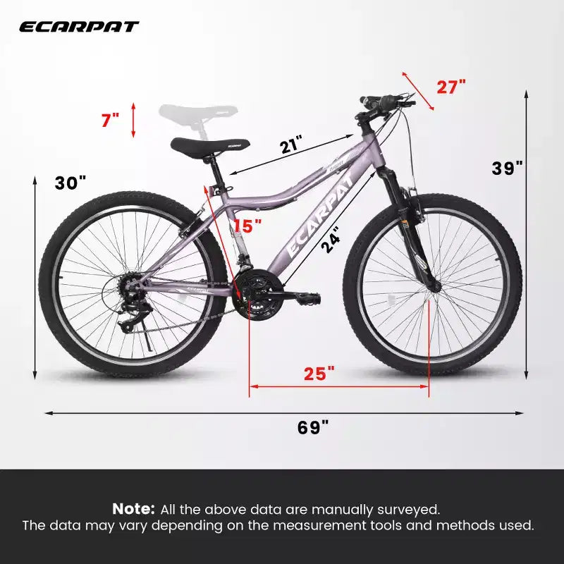 Zeus & Ruta 26 Zoll Mountainbike mit 21-Gang-Schaltung, Federgabel, V-Brake, Fahrrad mit Karbonstahlrahmen für Jugendliche und Damen