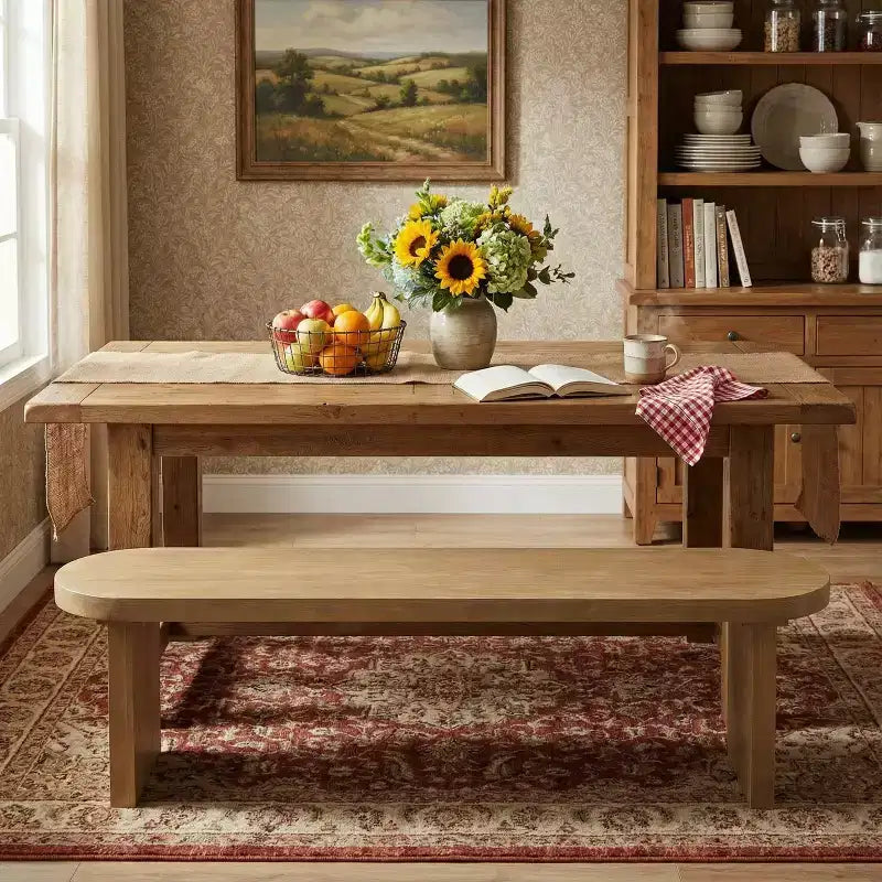 Christopher Knight Home Chaeryeong Esszimmerbank aus Kiefernholz im Landhausstil mit abgerundeten Ecken