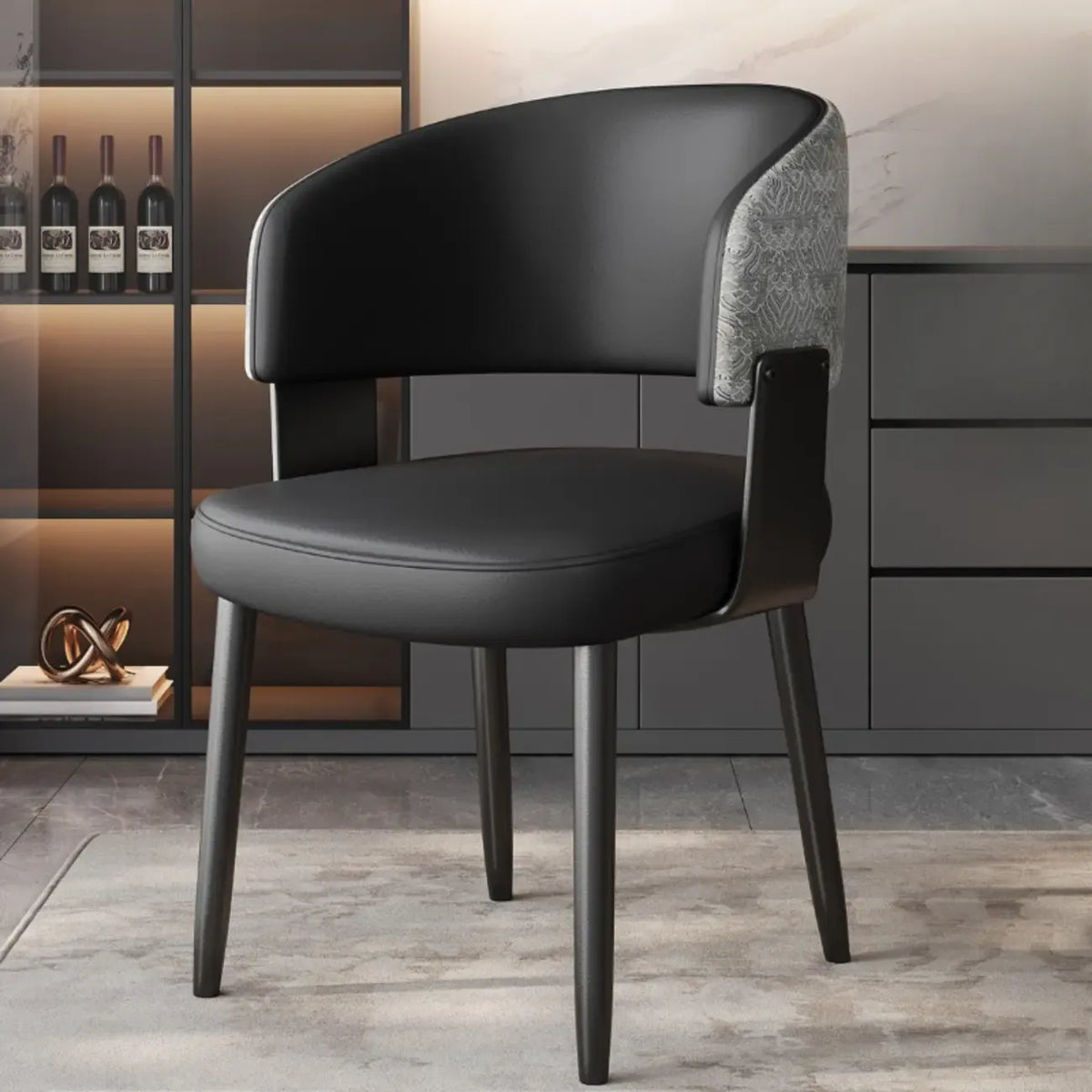 Modern gepolsterter Esszimmerstuhl in Glam-Optik mit Lederbezug