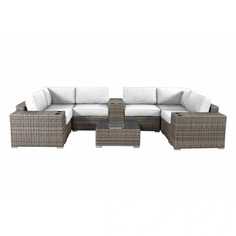 LSI Antibes 12-teiliges Lounge-Set aus grauem Flechtwerk und Aluminium