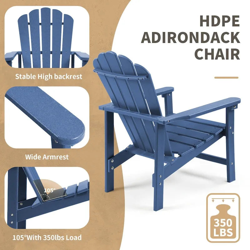 Vrakae 6er-Set stapelbarer Adirondack-Gartenstühle aus HDPE für jedes Wetter