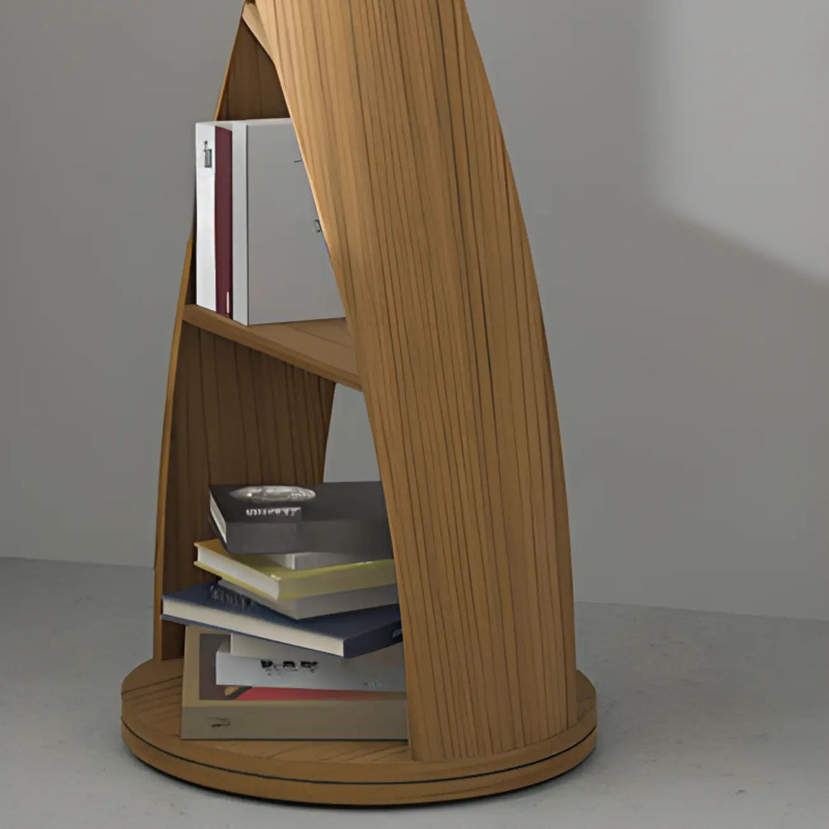 Zeitgenössischer vertikaler Holz-Bücherregal in Sanduhrform mit 5 Ebenen