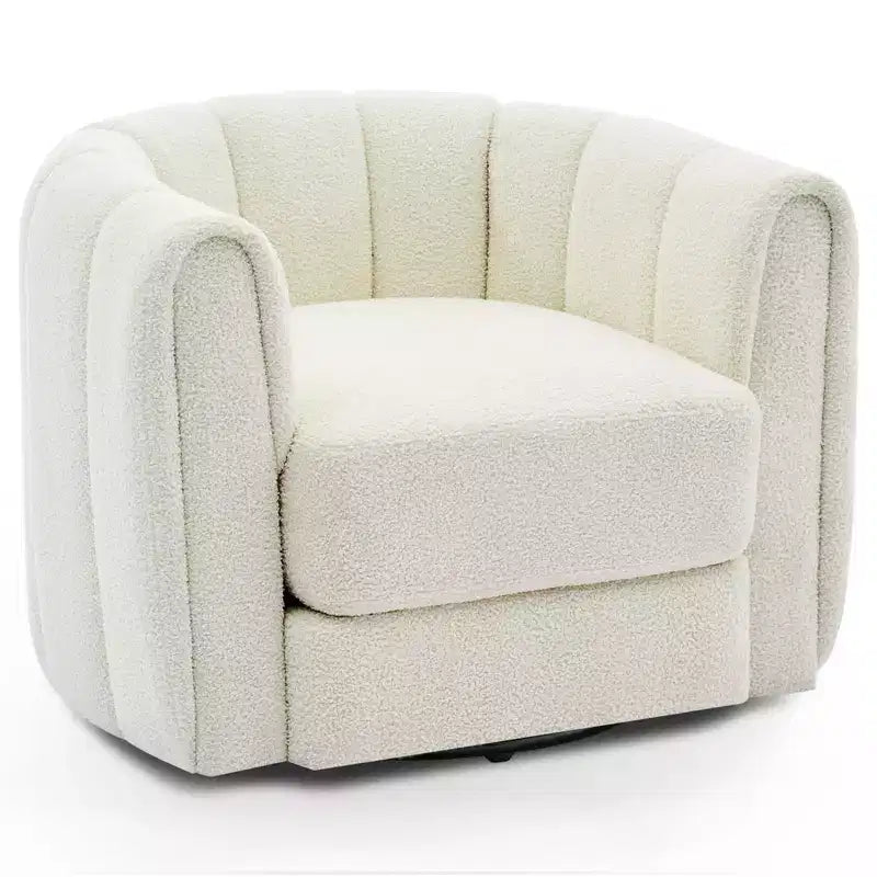 2 Stk. drehbarer Akzentstuhl, 360°-drehbarer Teddyfleece-Sessel, stabiler Fuß, Beige für Wohnzimmer, Schlafzimmer, Büro