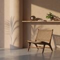 Rustikaler Teakholz-Loungesessel mit Geflecht - Outdoor