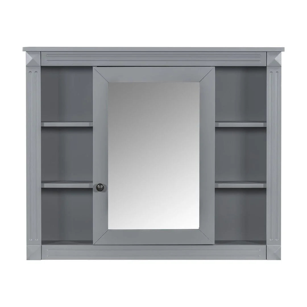 36" Moderner Badezimmer-Waschtisch mit Aufsatzwaschbecken und Spiegelschrank, 2 Türen und 2 Schubladen