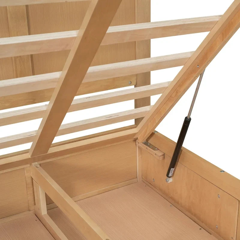 Holz-Plattformbett mit Stauraum und 2 Schubladen