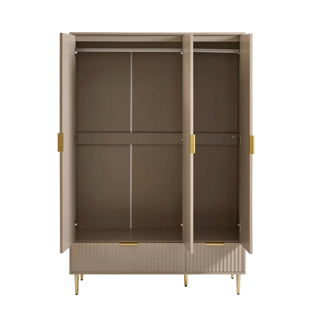 3-türiger Kleiderschrank mit Schubladen - Taupe