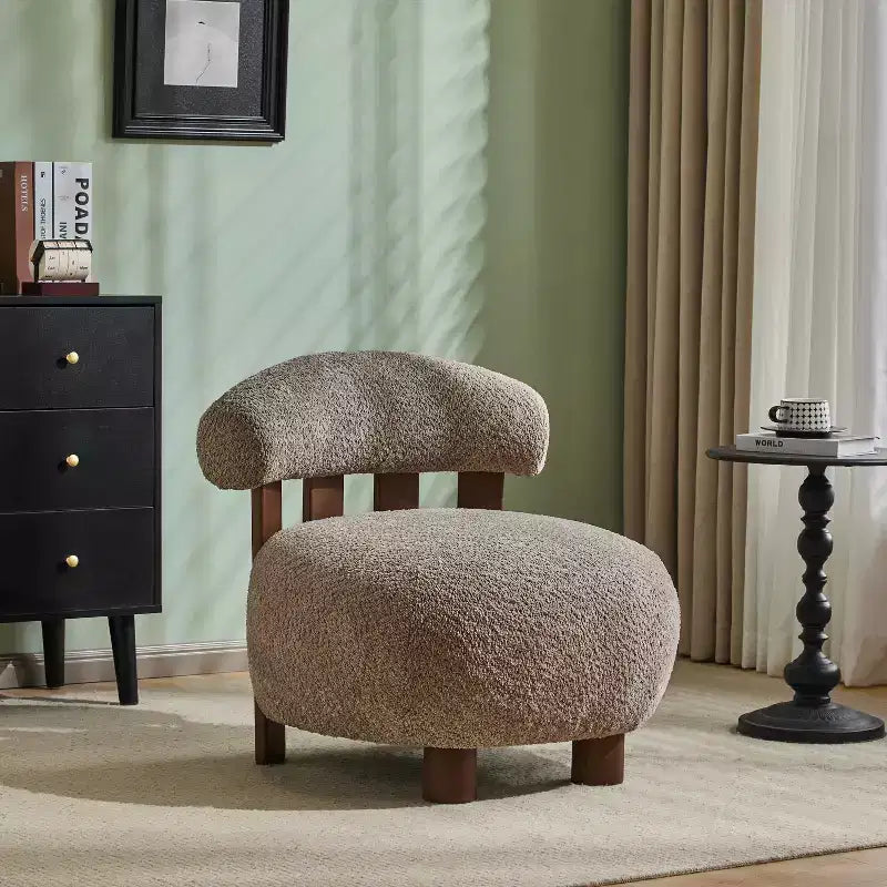 Christopher Knight Home Gareth moderner Akzent-Slipper-Sessel aus Holz mit Bouclé-Polsterung