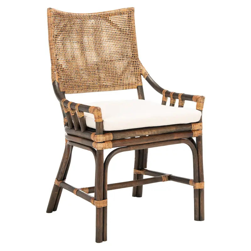 Küstendesign Rattan-Stuhl mit Kissen, 22 B x 24 L x 37 H, 22 B x 24 T x 37 H