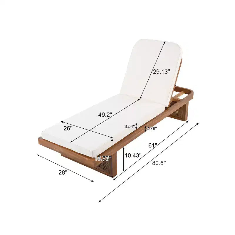 Christopher Knight Home Wino Patio 3-teiliges Akazienholz-Rattan-Sonnenliegen-Set mit Polster und Lattentisch
