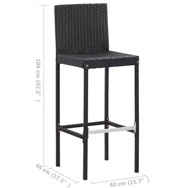 vidaXL Terrassenbar-Set 7-teilig Outdoor-Bartisch und Barstühle aus schwarzem Poly Rattan