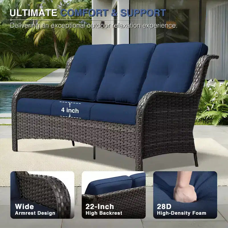 UPTIOT Premium Outdoor-Lounge-Set mit Sofa, Drehstühlen und Fußhocker für ultimativen Komfort und Stil