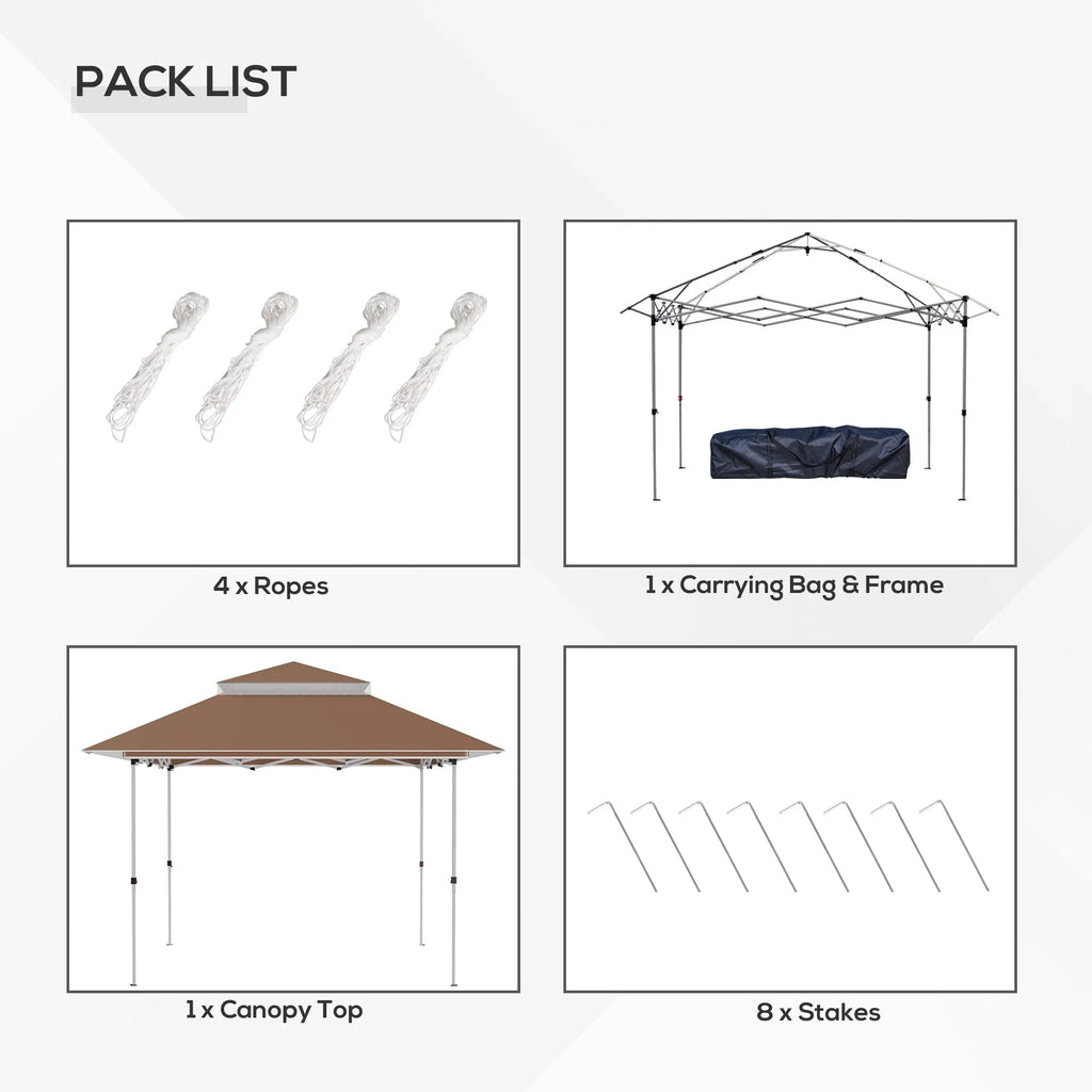 Outsunny 3,6 x 3,6 m Faltpavillon mit Moskitonetz, höhenverstellbar in 3 Stufen