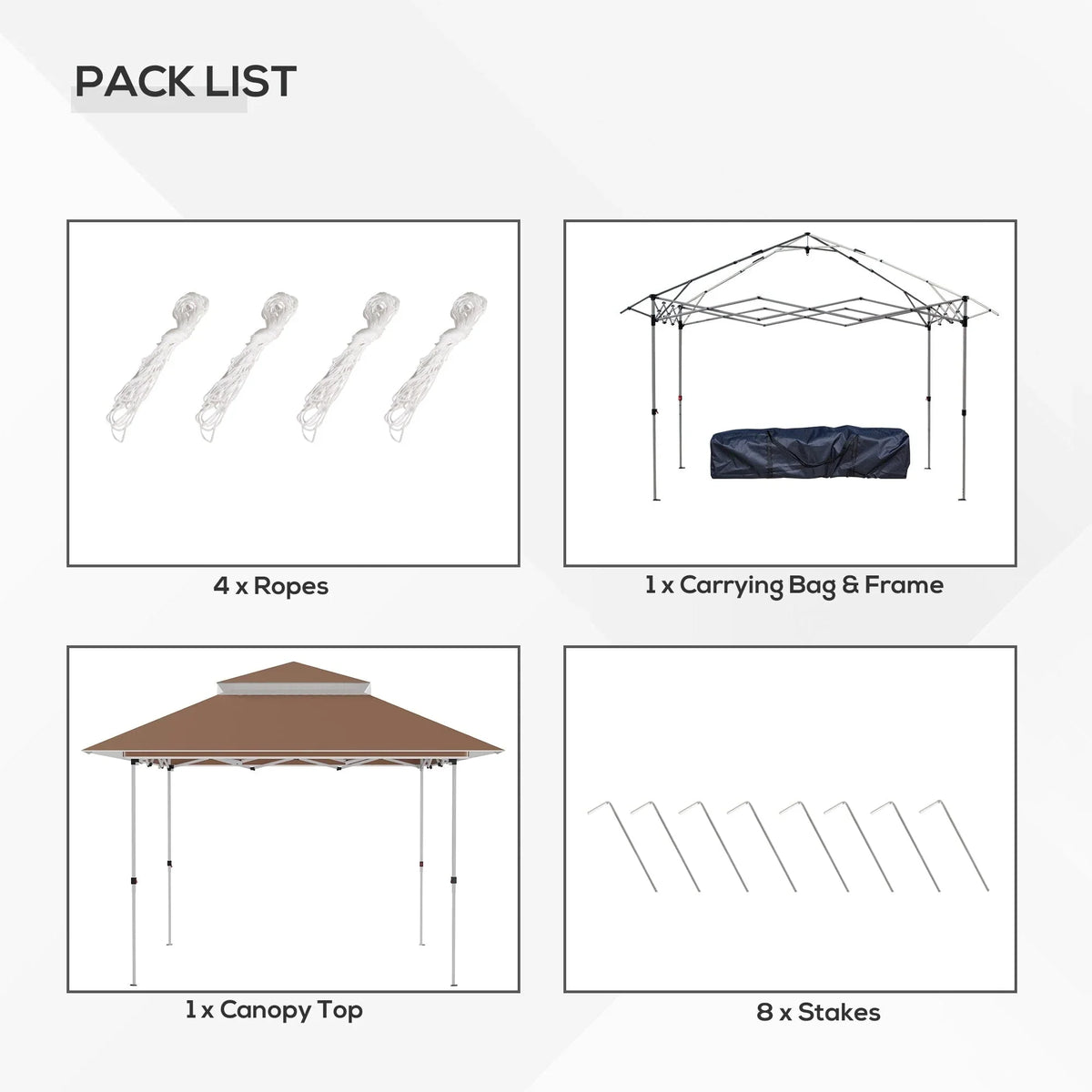 Outsunny 3,6 x 3,6 m Faltpavillon mit Moskitonetz, höhenverstellbar in 3 Stufen