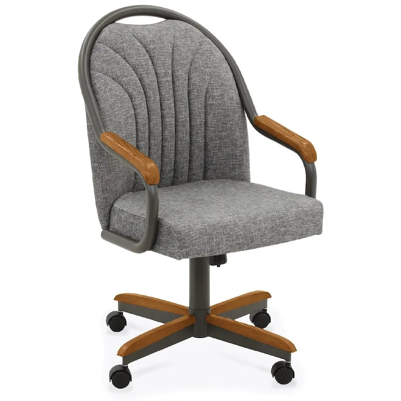 Chromcraft Douglas Esszimmerstühle mit Rollen in Kastanienbraun, graues Finish (2er-Set)
