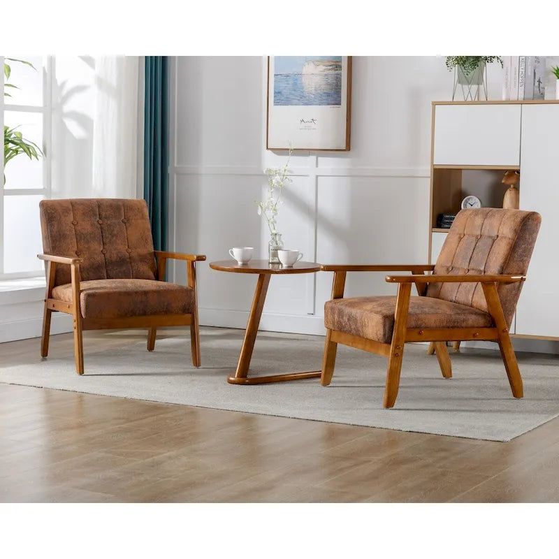 2er-Set Akzentstühle mit Beistelltisch, Armlehnstuhl für Wohnzimmer, Schlafzimmer, Büro - 78,0 cm H * 64,5 cm B * 71,0 cm T