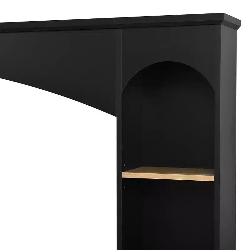 Whisen 91 Medienkonsole, gewölbte Entertainment-Center-Wandkombination im Landhausstil mit Bücherregal, Holzmaserung, für Fernseher bis zu 70 Zoll