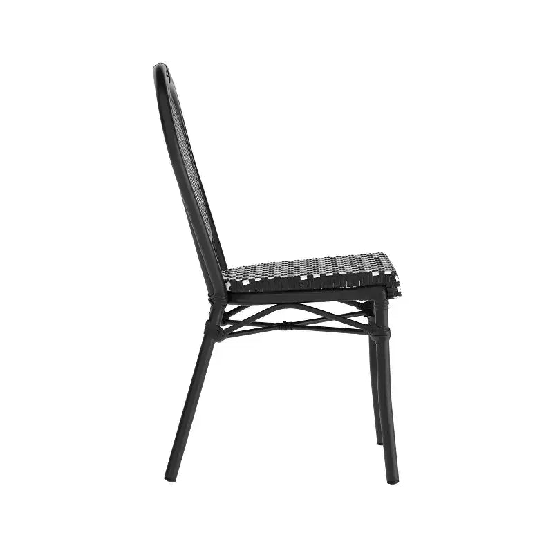Flash Furniture Lourdes stapelbarer Thonet-Bistrostuhl für den gewerblichen Innen- und Außenbereich, PE-Rattan und Aluminiumgestell
