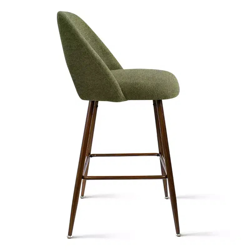3er-Set Mid-Century Modern Barhocker in Thekenhöhe, 26 Zoll gepolsterte Kücheninselstühle mit Metallbeinen in Walnuss-Optik - Panipeachy