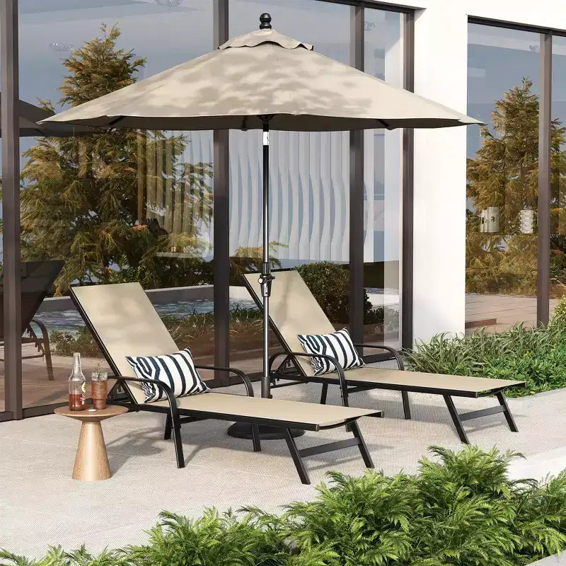 Set aus 2 Outdoor-Terrassenliegen, 5-fach verstellbare Liegestühle mit Textilene-Gewebe, Pool-Liegen für Garten & Balkon