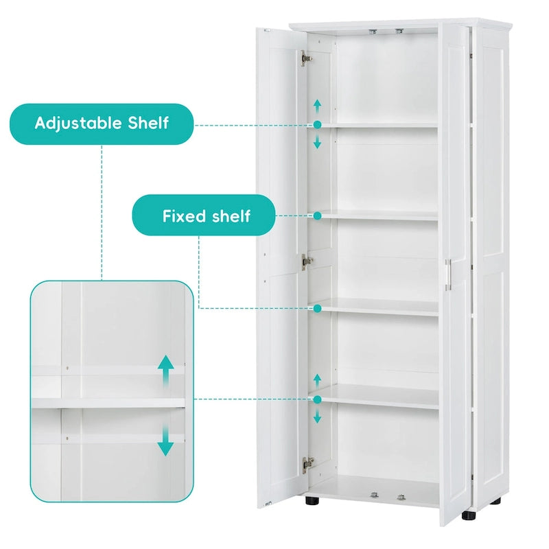 Badezimmerschrank mit zwei Türen, verstellbarem Regal und MDF-Platte