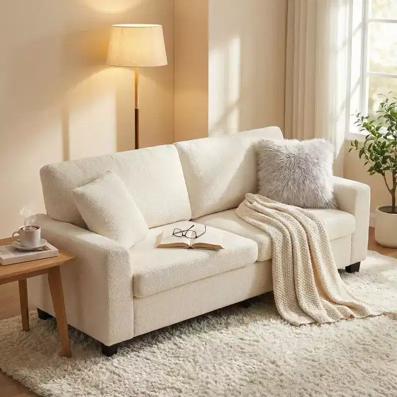 83W Modernes 3-Sitzer-Sofa mit tiefer Sitzfläche, weichem Stoff, breiter Armlehne, abnehmbarem, waschbarem Kissenbezug