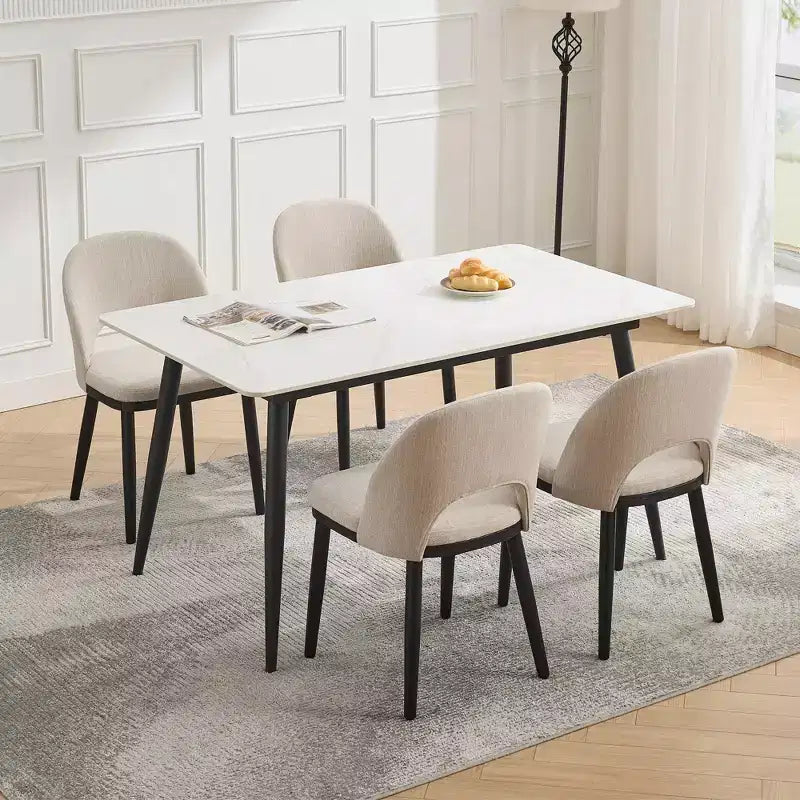 Esszimmerstühle 4er/6er-Set, gepolsterter Küchenstuhl, Leinen-Landhausstuhl mit verstellbaren Füßen für Esszimmer, Wohnzimmer