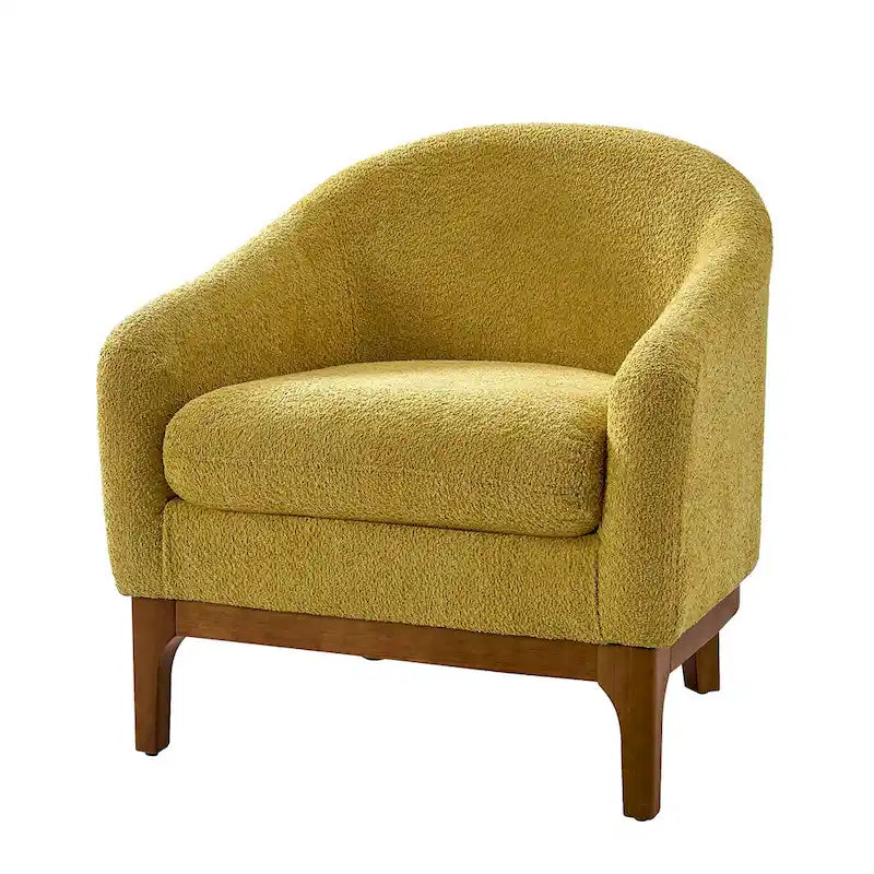 Augus Moderner Bouclé-Akzent-Tonsessel mit Beinen aus Massivholz von HULALA HOME